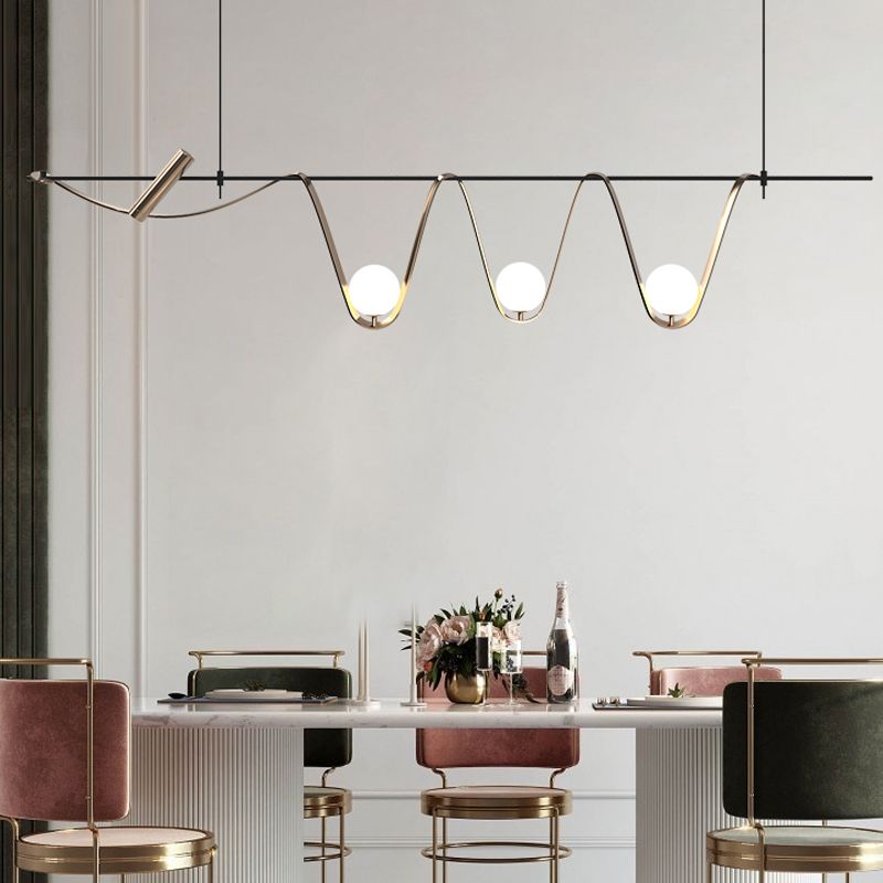 Moderne Inselanhänger Lampen Multi-Head-Restaurant Hanging Lampe Lampen mit Glasschatten