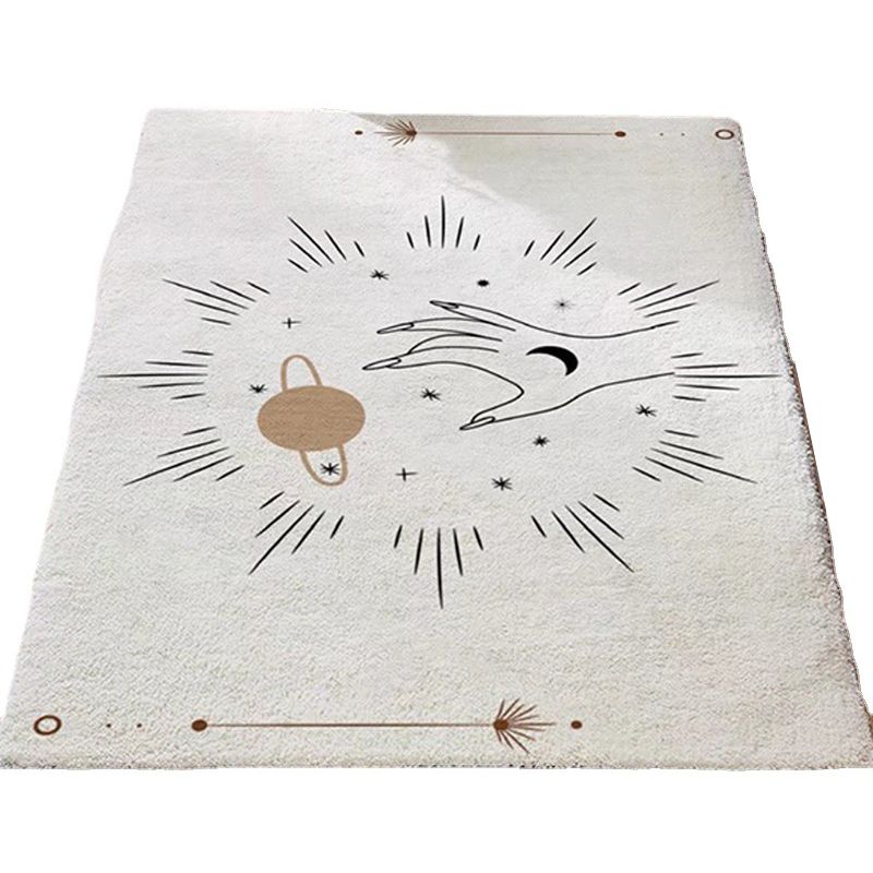 Simple Light Gray Rug Polyester Irregular Line Rug Washable Rug for Home Decor