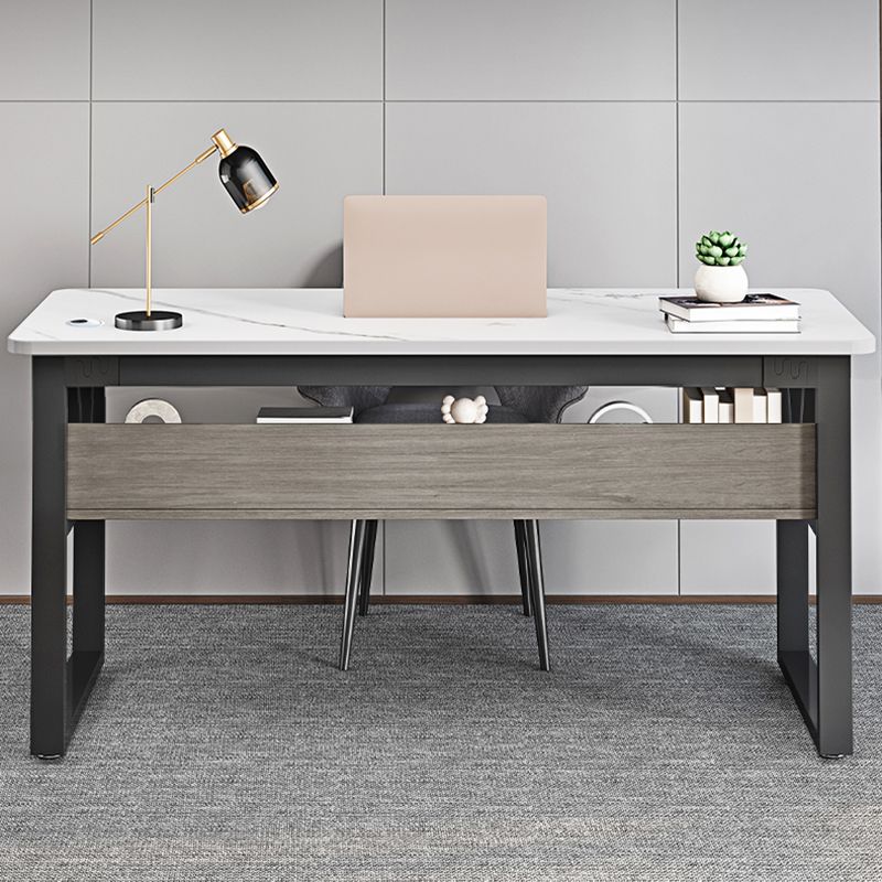 29.53" H Industrial Computer Desk Antique Finish Gaming Desk with Metal Legs