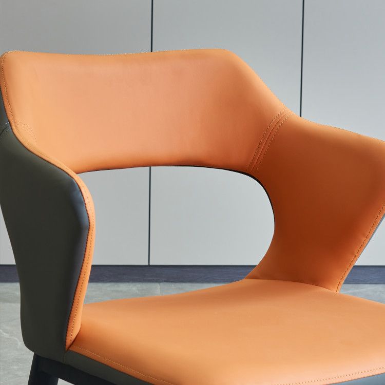 Contemporary Style Kitchen Chairs Dining Arm Open Back Side Chair with Metal Legs