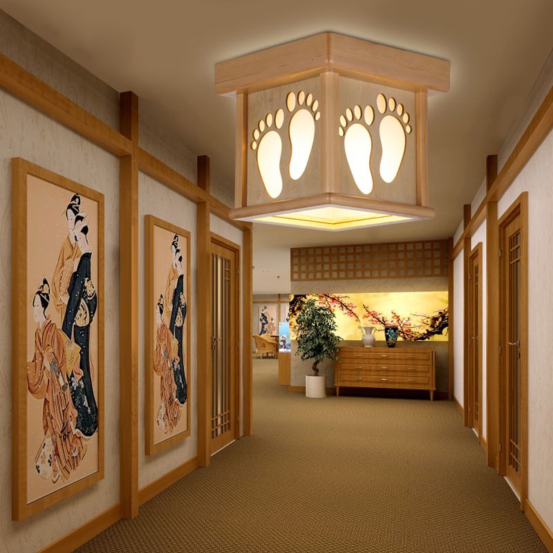 Place du bois près de Ceiling Light Nordic 1 Light 10 " W Flush Mount Light Fixture with Footprints for Dining Room