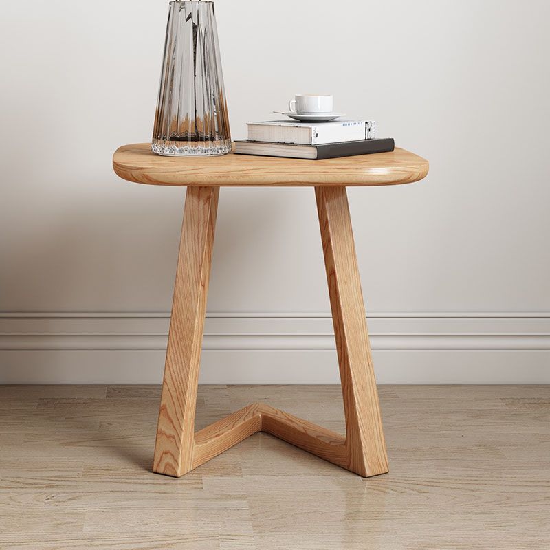 Solid Wood Square Top Side Table 19.7" Tall Abstract Base End Table