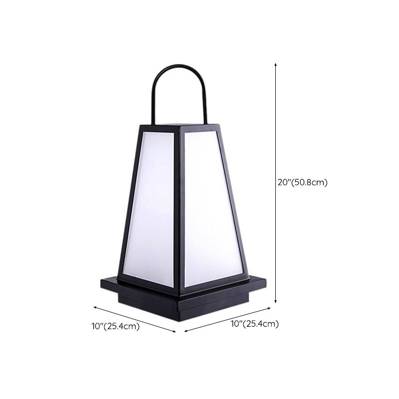 Contemporary Waterproof Outdoor Solar Pillar Lamp in Black for Courtyard