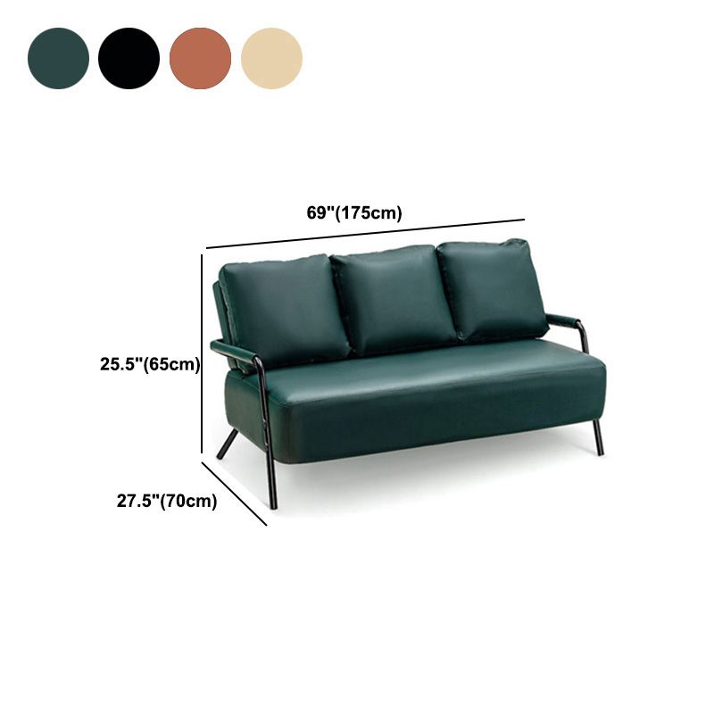 3 Seater 27.5" H PU Leather Solid Color Square Arm Sofa for Living Room