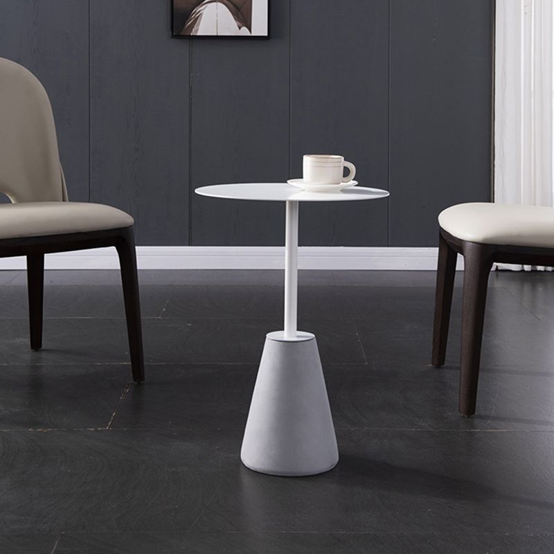 Pedestal 1 Single Coffee Table Mid-Century Modern Cocktail Table with Metal Top