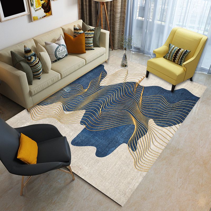 Glam Living Room Rug Multi Colored Abstract Pattern Carpet Synthetics Machine Washable Non-Slip Rug