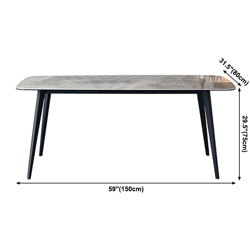 Industrial Style Sintered Stone Dining Table 4 Legs Carbon Steel Base Rectangle Table