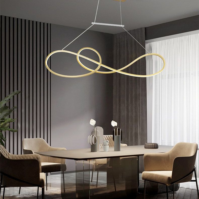 LED Strip Island Light Fixture Minimalist Metal Dining Room Linear Pendant Lighting