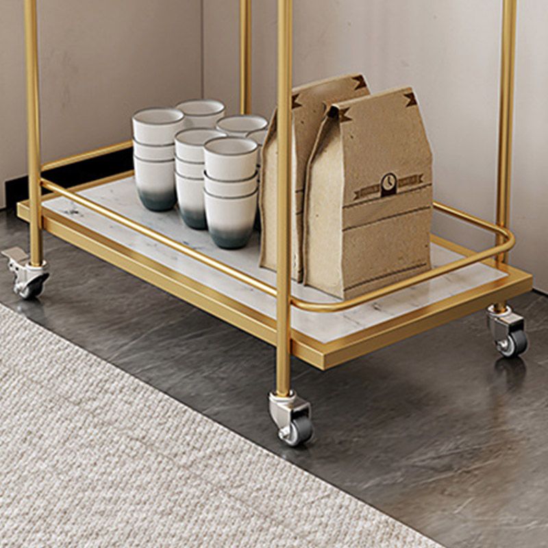 Modern Open Storage Prep Table Rectangular Rolling Kitchen Trolley