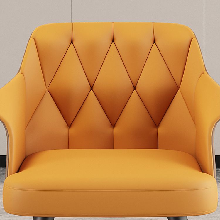 Glam Metal Dining Room Chairs Faux Leather Dining Arm Chair for Home Use