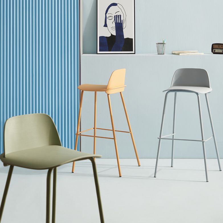 Milk Tea Shop Footrest Scandinavian Stool Matte Finish Plastic Barstool