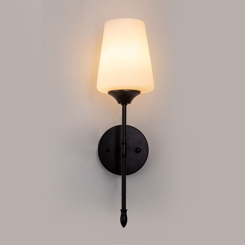 Modern Metal Wall Sconce Minimalist Wall Light with Glass Shade