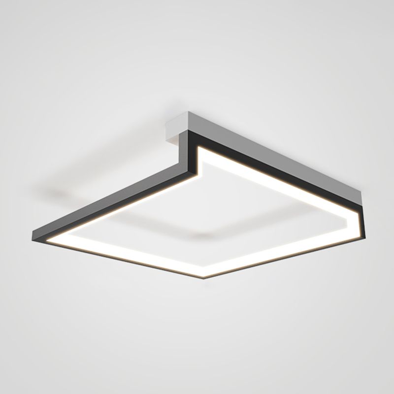 Black Minimalism LED Ceiling Square Light Square Cube Flush Mount Lamp for Bedroom