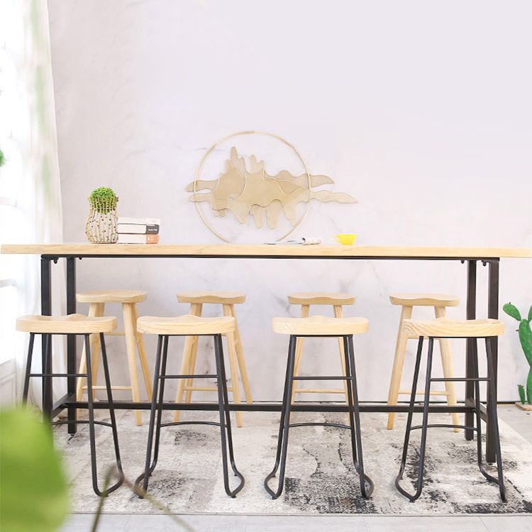 Industrial 1/2/9 Pieces Wooden Bar Table Set Rectangle Bar Table with High Stools