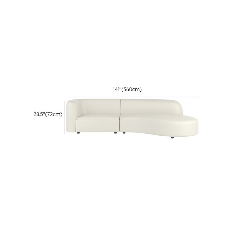 White Cushion Back Sofa Curved Corner Loveseat for Living Room