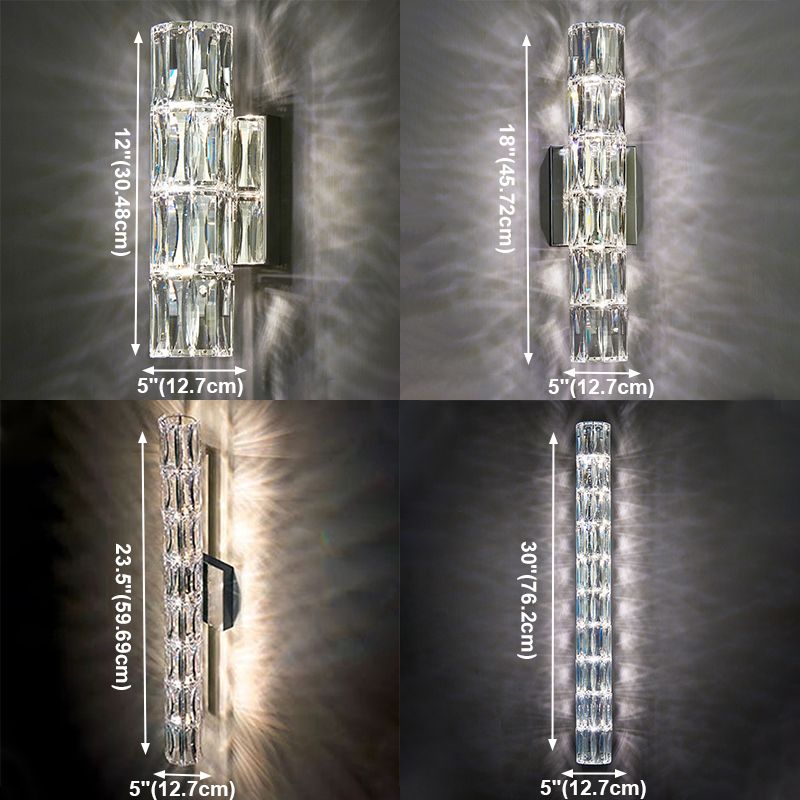 Zylinder Multi-Lights Wandleuchten Moderner Kristallwandmontageleuchte in Chrom