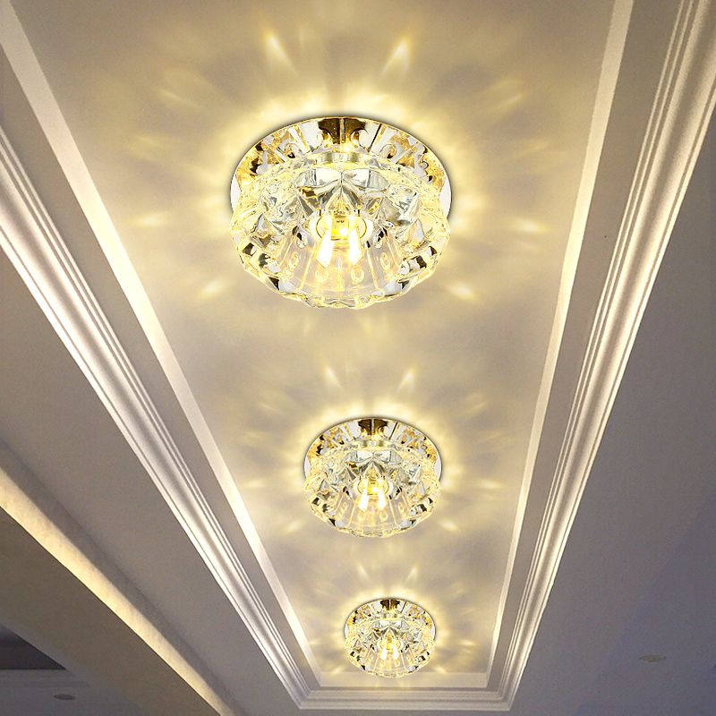 Bloemblaadjegang Plafondverlichting Afgeschuin Crystal LED Moderne Flush Light Fixture in Chrome