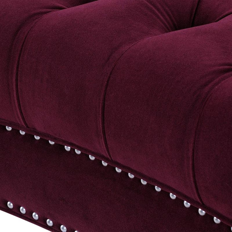 Classic Glam 3-seater Sofa Rolled Arm Couch with Tufted Back for Living Room