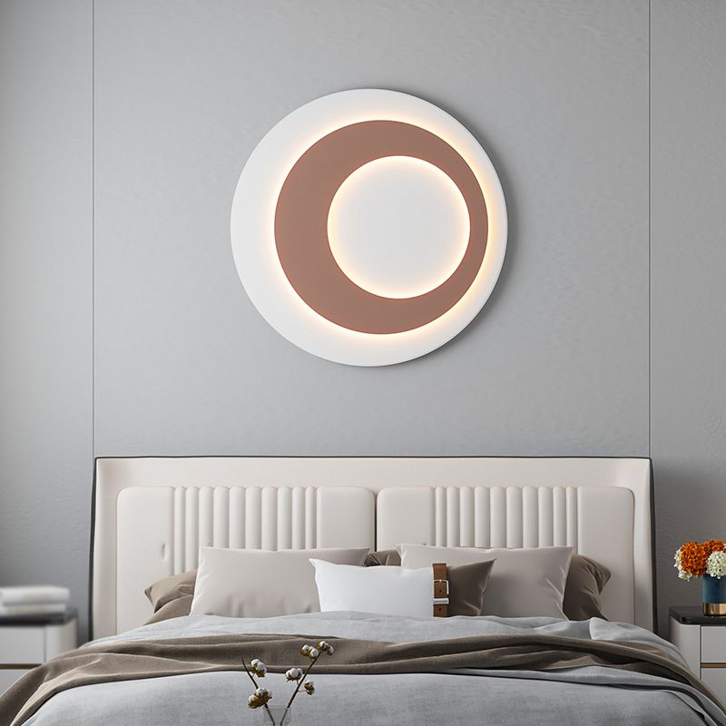 Round LED Wall Lamp 1-Light Modern Wall Mount Lamp with Acrylic Shade for Bedroom