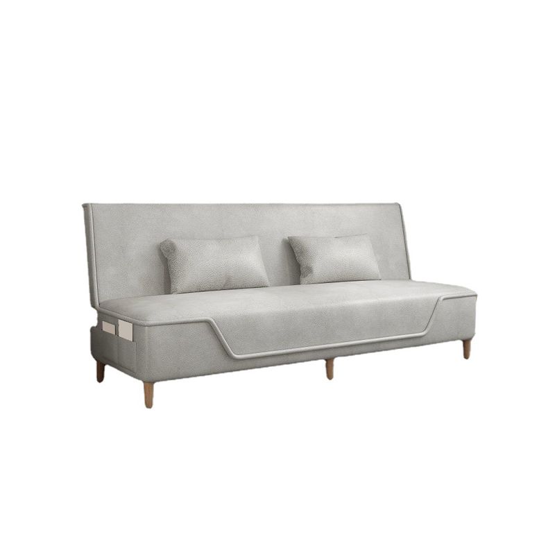 Linen Blend Contemporary Armless Sofa with Storage Bag Convertible Sofa for Living Room