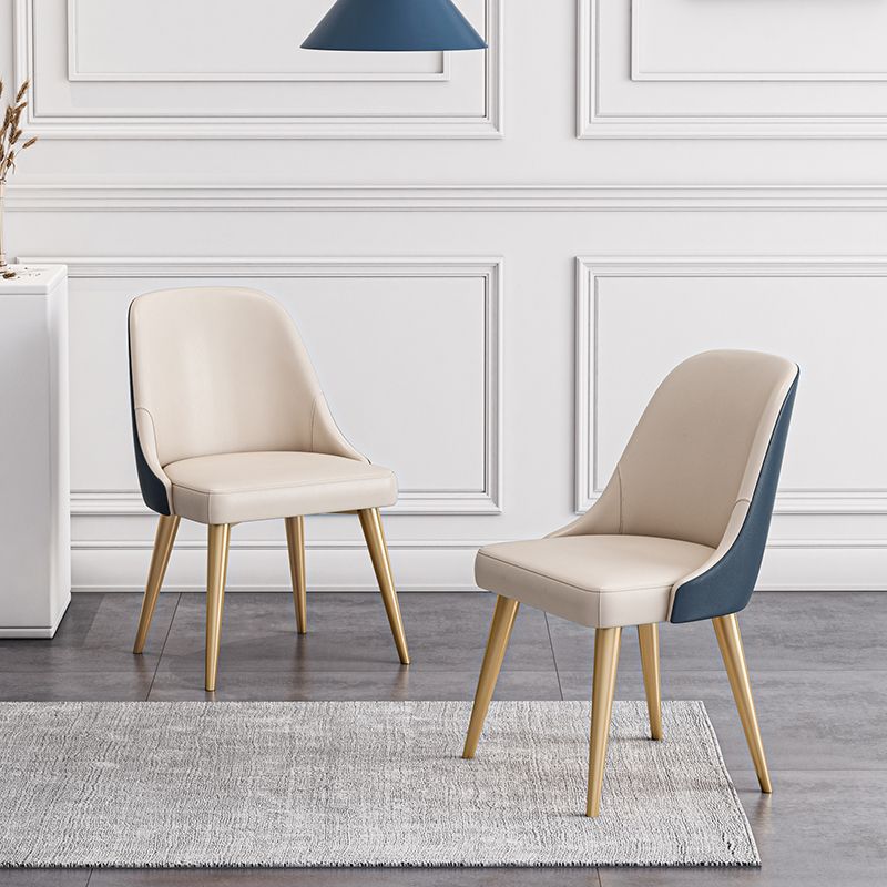 Chaises de salle à manger en Faux cuir de conception nordique, chaise de salle à manger sans bras à dossier solide