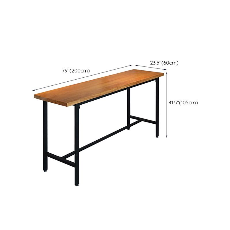 Industrial Indoor Rectangle Trestle Bar Table in Metal and Wood