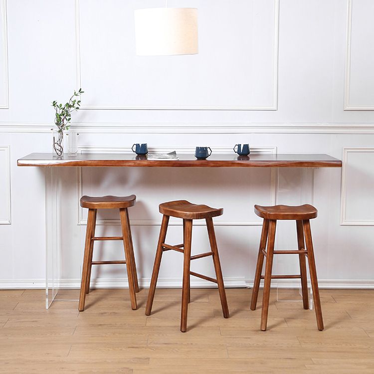 Modern Solid Wood Bar Table Set 1/4/7/9 Pieces Counter Table with Backless Stools