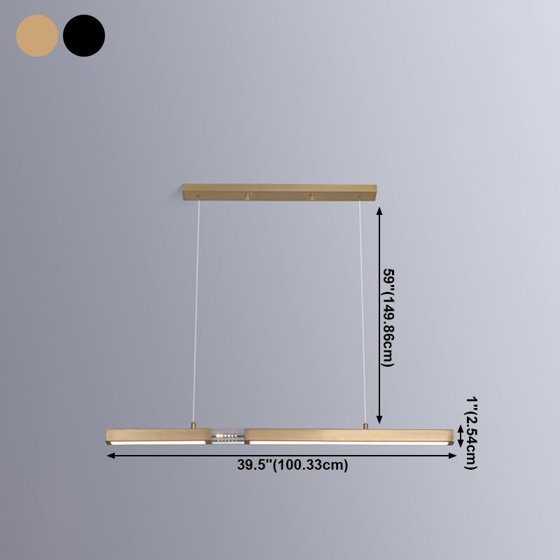 Moderne Rechteckinselinsel Kronleuchter 1-Licht-LED-Anhänger Beleuchtungskörper mit Kristall