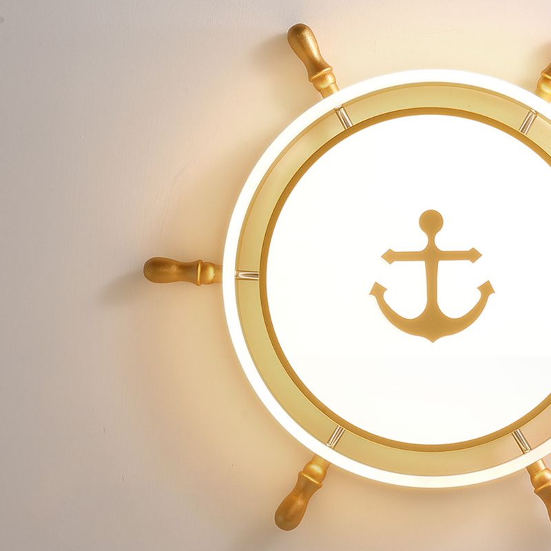 Casque d'or de style créatif pour enfants LED plafonnier encastré en fer forgé avec abat - jour acrylique