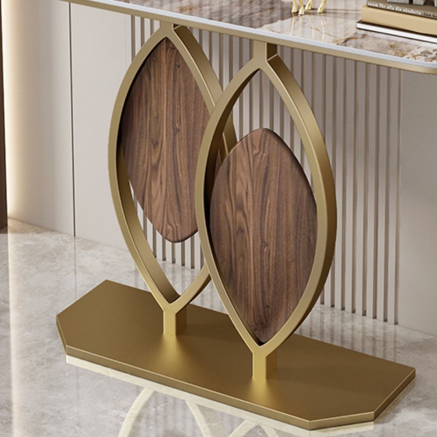 Glam Style Stone Top Consloe Table with Pedestal Base for Hall Table