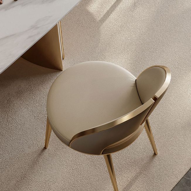 Glam Style Side Chair Leather 4 Legs Dining Chair for Dining Room
