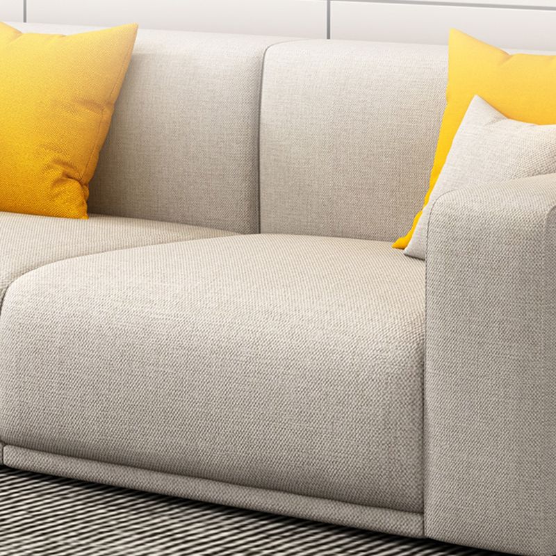 Stationary Slipcovered Cotton Living Room Square Arm Loose Back Sofa