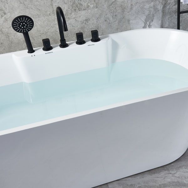 White Oval Bath Tub for Bathroom Soaking Stand Alone Tub with Drain