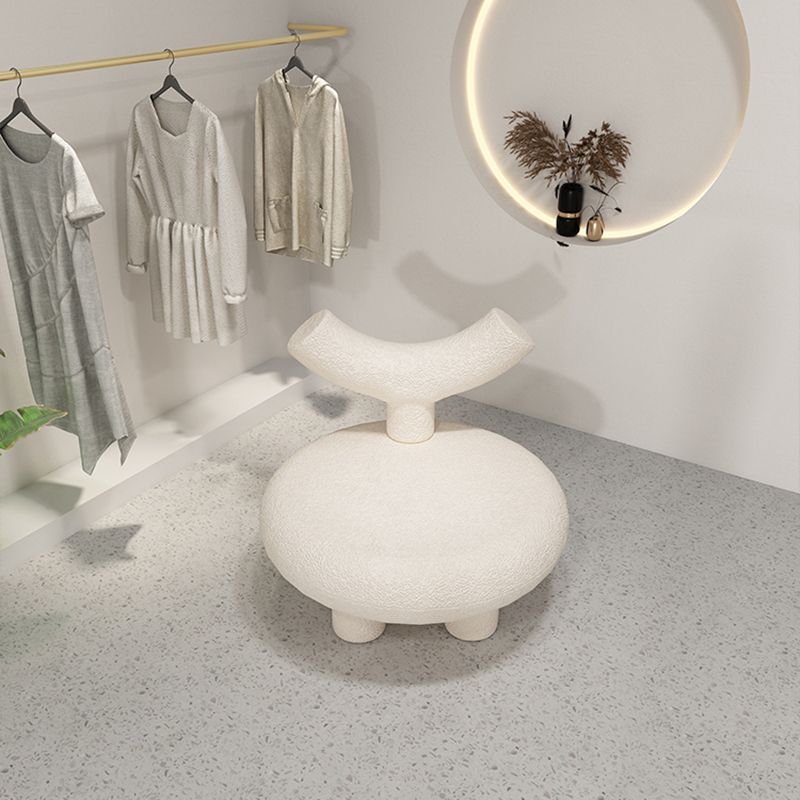 Scandinavian White Wool Parsons Chair with Fixed Back and 4 Legs