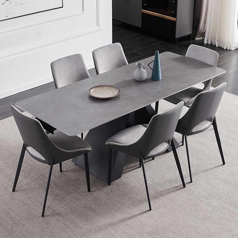 Modern Scalable Dinette Set 1/4/5/7 Pieces Grey Sintered Stone Top Dining Table Set