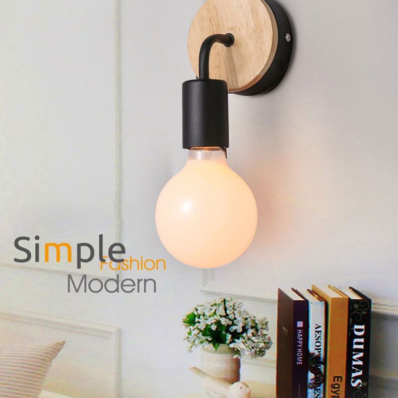 Nórdico estilo minimalista de lámpara de lámpara de madera 1 apliques de luz