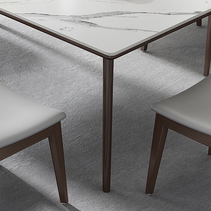 Industrial Rectangle Shape Dining Table Sintered Stone Fixed Desk for Home