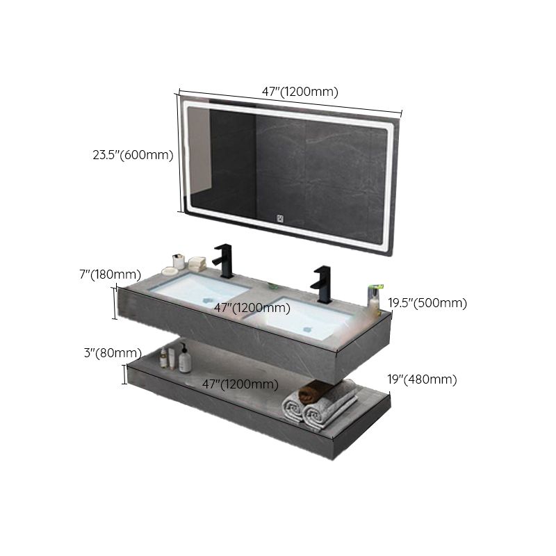Modern Sink Vanity Wall Mounted Standard Bathroom Vanity with Mirror