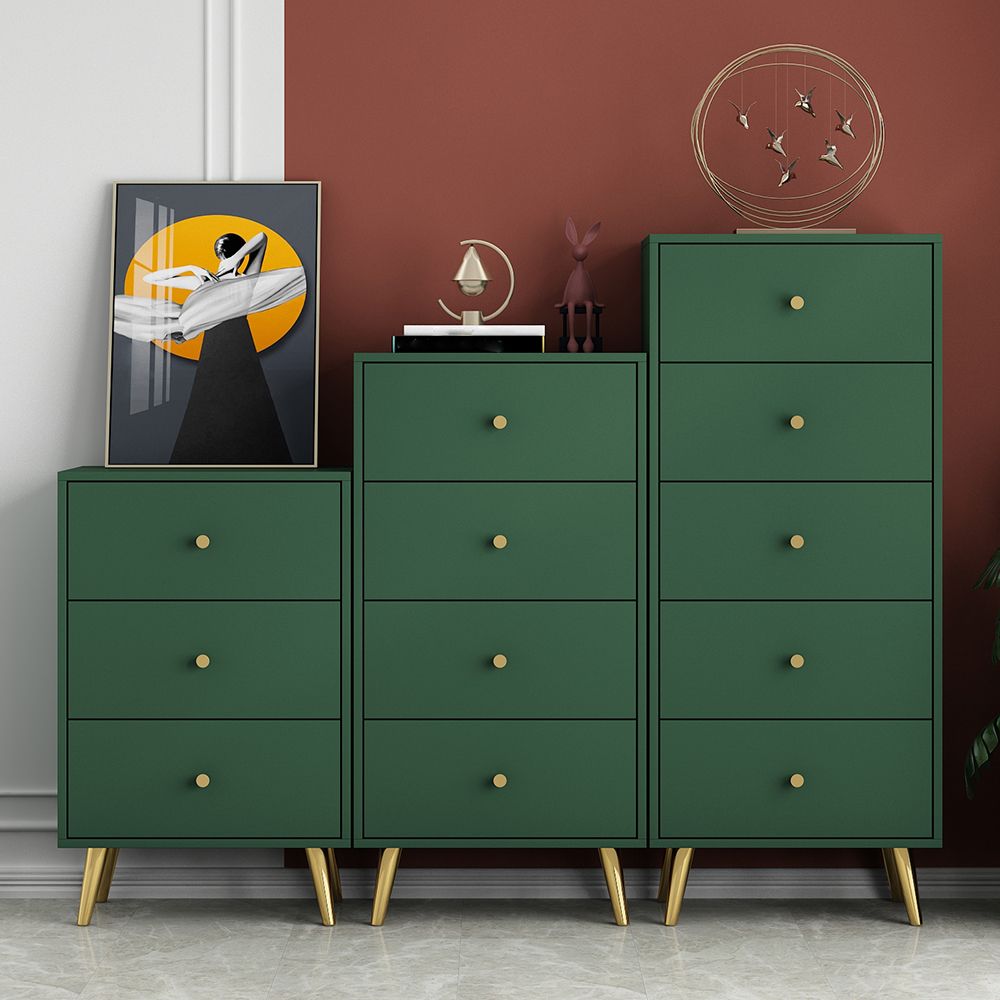 Modern Accent Chest with Storage Drawers and 4 Golden Legs Chest