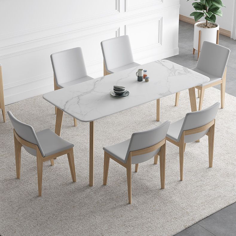 Modern Sintered Stone Top Dining Set Rectangle 1/2/5/6/7 Pieces Dining Table with Chairs