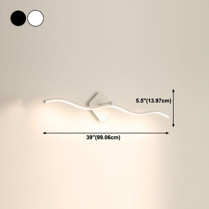 Linear Shape Metal Wall Sconce Modern Style 1 Light Mirror Wall Lighting Fixtures