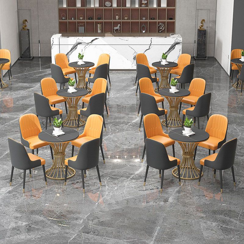 Glam Style 1/3/4/5 Pieces Dining Set Round Sintered Stone Dining Table Set