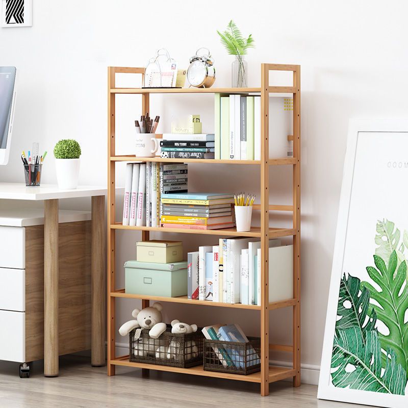 3/4/5-Shelf Manufactured Bookshelf Wood Etagere Natural Scandinavian Vertical Bookcase