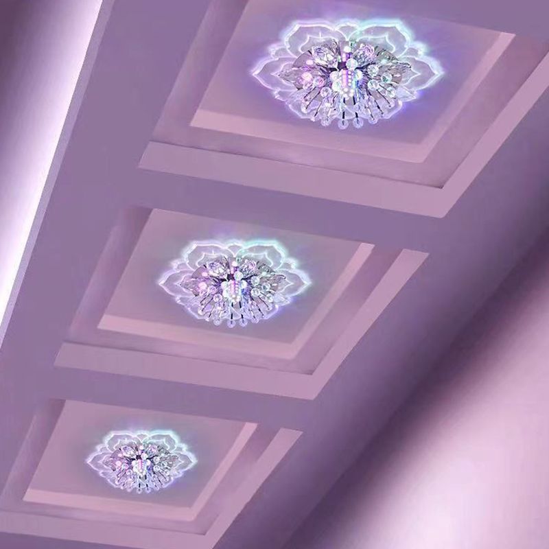 Flower-shaded Flush Mount Ceiling Light Fixture Modern Crystal Flushmount Recessed Lighting