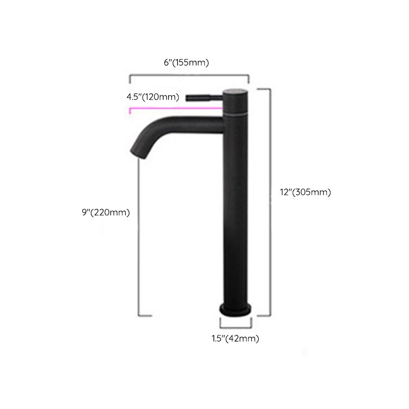 Circular Bathroom Faucet Modern Style Black Sink Faucet with Stainless Steel