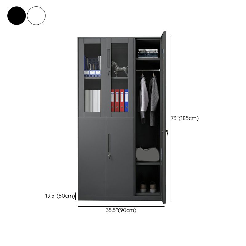 Hinged Wardrobe Cabinet with Lock Industrial Steel Wardrobe Armoire