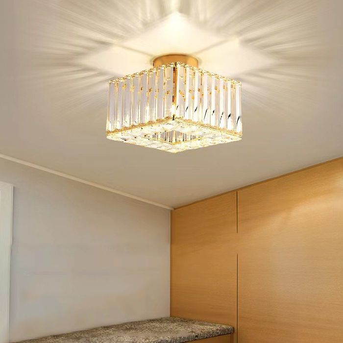 1-Light Modern Style Flush Mount Crystal Ceiling Light for Aisle