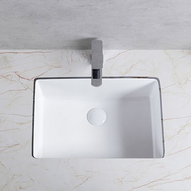 Traditional Undermount Bathroom Sink Porcelain Rectangular with Basin Basin Sink Only