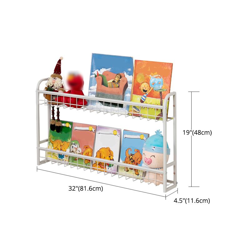 Modern Style Metal Bookshelf Wall Mounted Bookcase for Bedroom