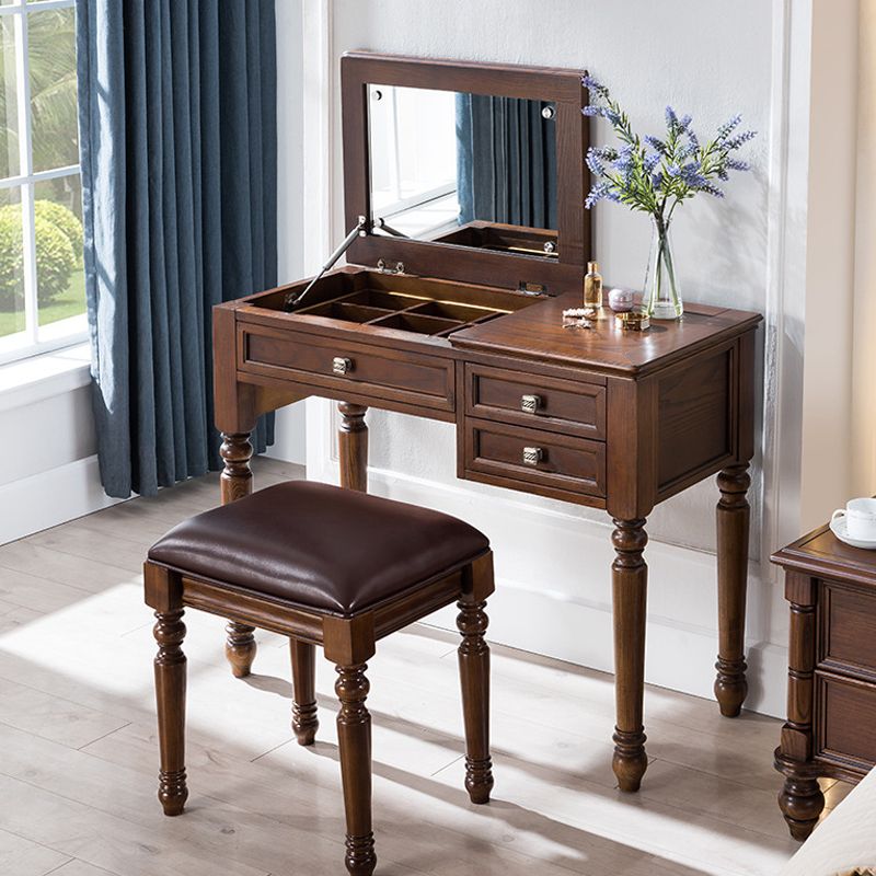 Traditions Vanity Dressing Table Solid Wood Make-up Vanity with Mirrors